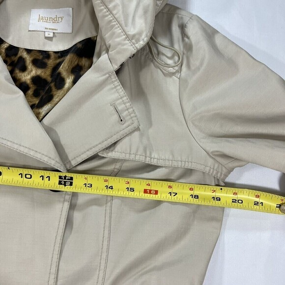 Laundry by‎ Shelli Segal Double Breasted Hooded Trench Coat Cream Size M - Picture 16 of 16